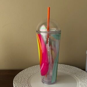 Starbucks Multicolor Tumbler with Orange Straw